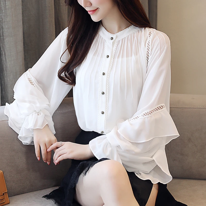 QoerliN S-XXL выдалбливают сексуальная мода оборками Блузка женские офисные