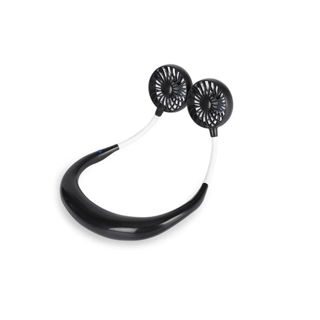 

Ergonomic 3 Gears Portable Wearable Fan Hands-free Neck Hanging Mini Sports Fan Air Cooler USB Rechargeable Dual Wind Head