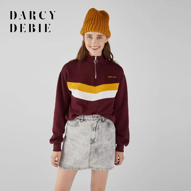 Darcydebie осень для женщин Мода Сладкий Стенд воротник металлическое кольцо на