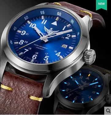 Yelang Мужские кварцевые часы Tritium T100 пилотные с литиевой батареей WR100M Сапфировая