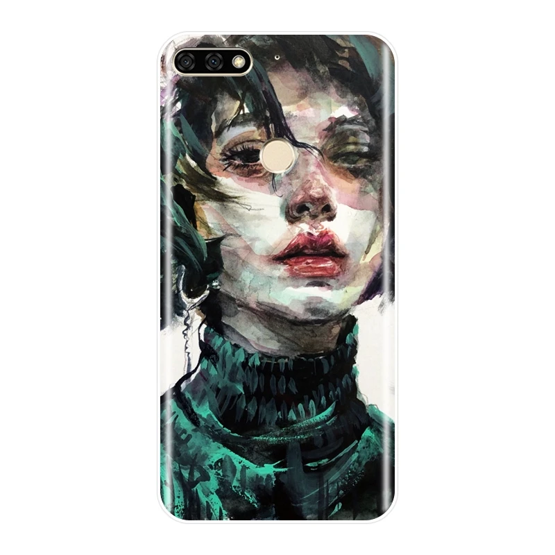 Задняя крышка для Huawei Honor 7 8 9 10 Lite 7S 7X 7A 7C Pro Art Girl мягкий силиконовый чехол телефона