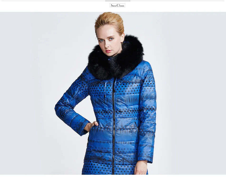 Snowclassic зимние теплые пуховик Женская длинная куртка Ultra Light 80% белый куртки-пуховики Толстый Тонкий дамы 6 цветов