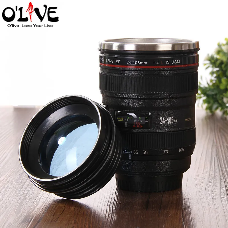 400 мл Нержавеющая сталь Чашки Объективы для фотоаппаратов Кружки стакан воды Чай