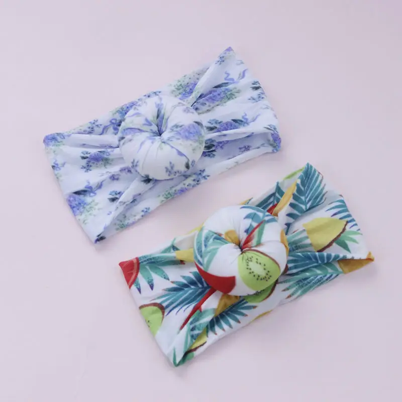 

Top Knot Headwrap Baby Girl Nylon Headband, Baby Donut Head wraps Print Nylon Headwrap Baby Turban Newborn Shower gift HB154S