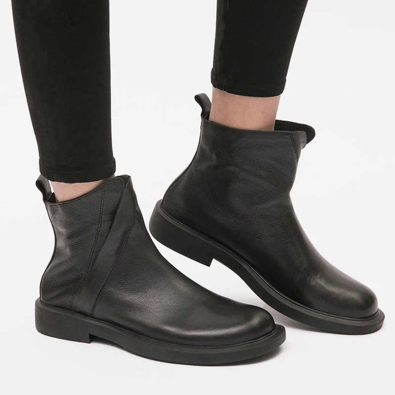 MYCORON New Men Chelsea Boots Fashion Ankle Shoes Male Brand Leather Luxury Slip Ons Motorcycle Bota Masculina | Обувь
