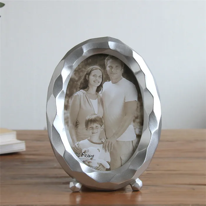 6inch Oval silver Золотая Серебряная креативная Геометрическая стерео фоторамка студийная учебная декоративная настольная Свадебная фоторамка 6 дюймов 7 дюймов 8 дюймов - Цвет: 6inch Oval silver