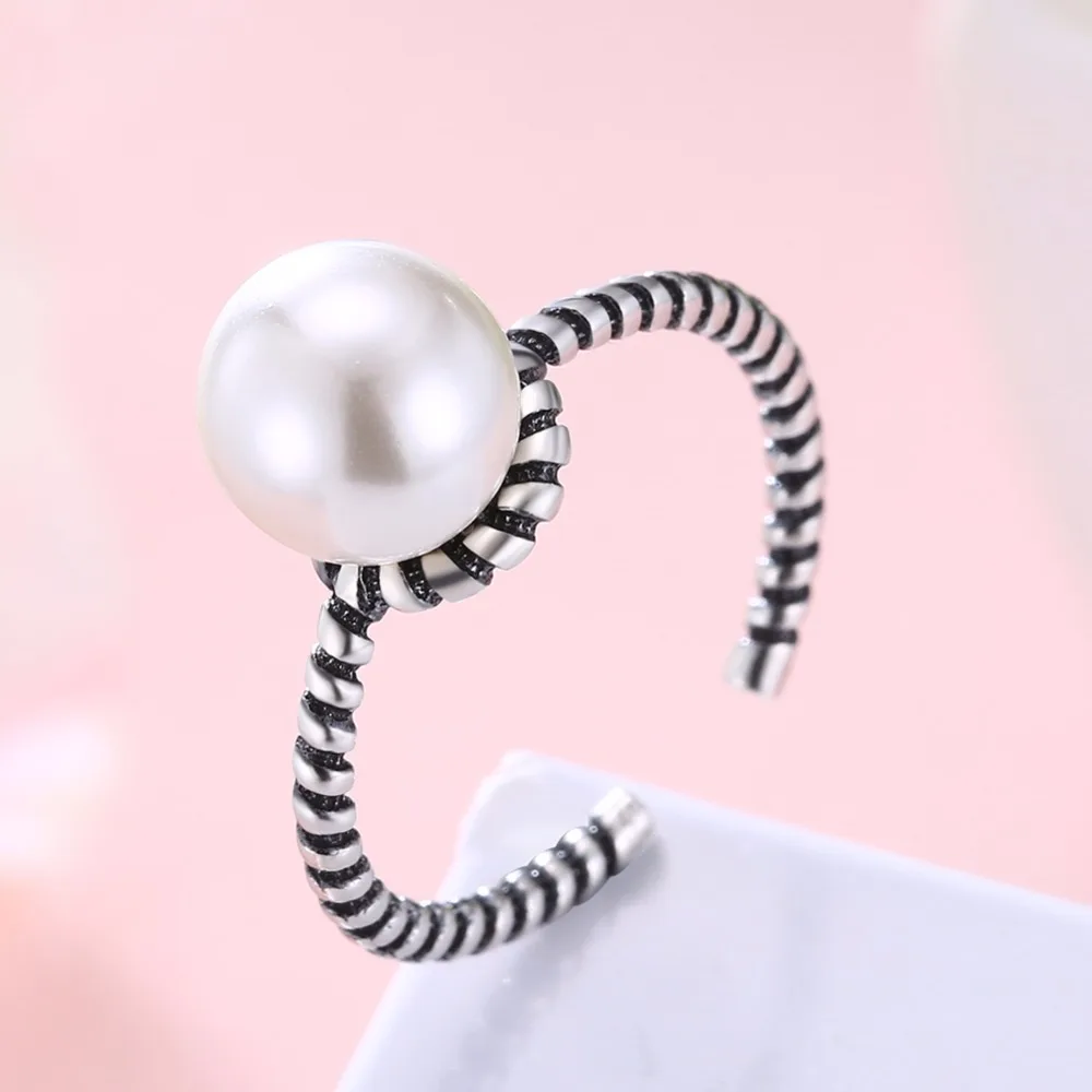 2018 новый 925 пробы Silver Pearl открытие перстни для Для женщин Anillos Mujer Марка Винтаж