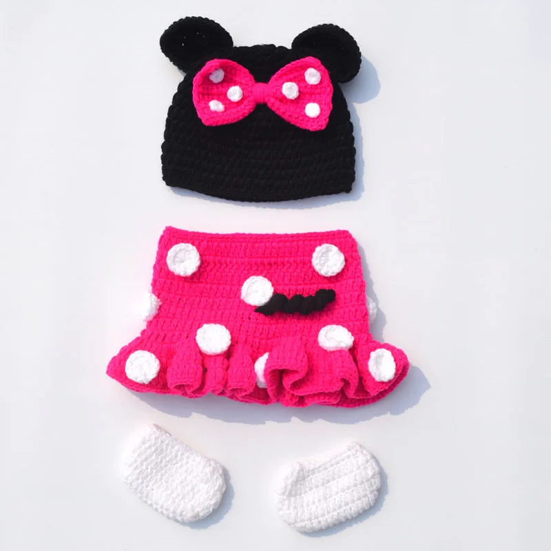 Трикотажная Шапочка и юбка для новорожденных с Минни|baby knitted beanies|crochet outfitphotography