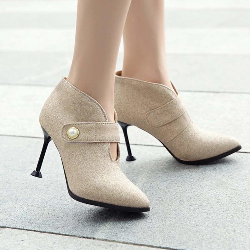 QPLYXCO Ankle Boots Big &amp Small Size 31-50 Autumn winter Women short High heels quality pumps wedding shoes Woman T057 | Обувь