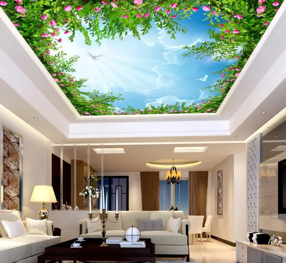 Синее небо и белые облака потолок роспись для гостиной спальни нетканые 3d пейзаж
