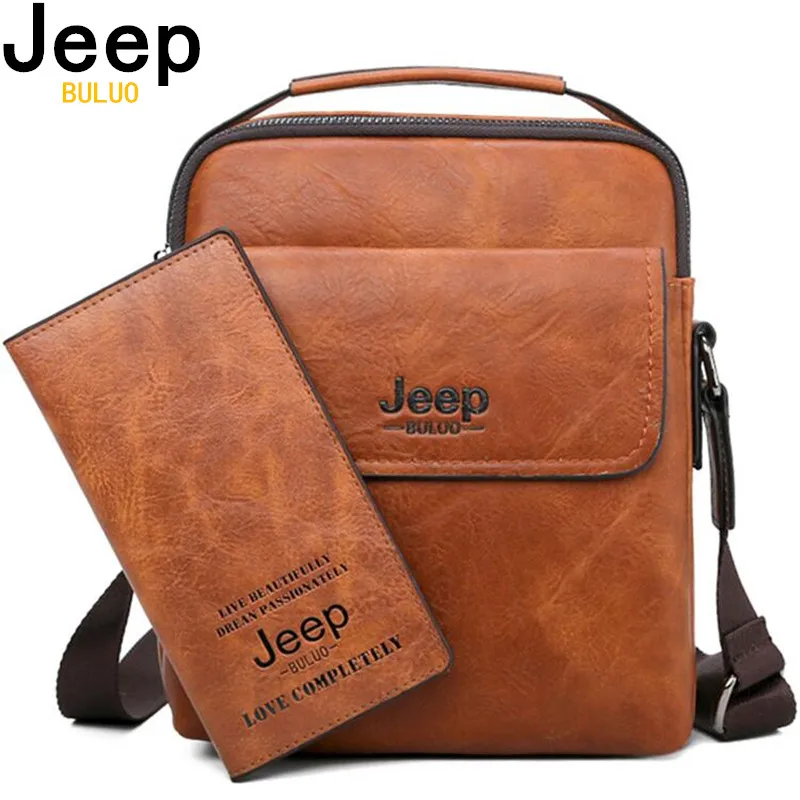Мужские кожаные сумки для документов jeep buluo комплект оранжевая сумка на плечевом
