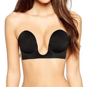 Women's Deep Plunge Invisible Bras for Women Push Up Strapless Self Adhesive Silicone Bra