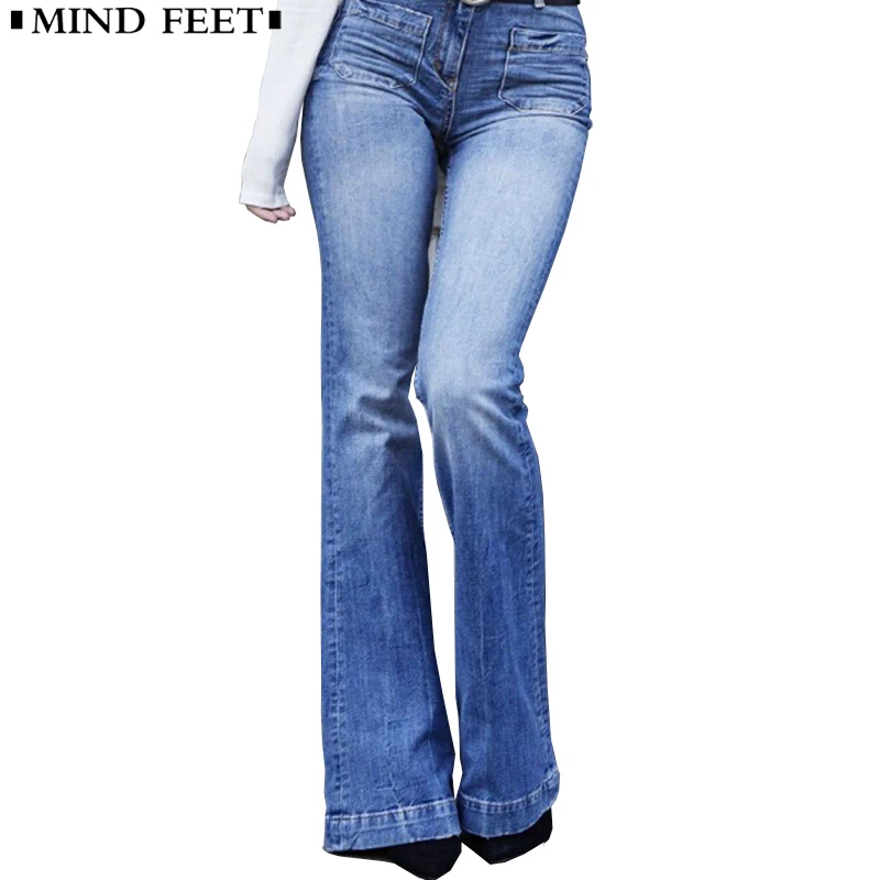 Женские джинсы mind feet расклешенные женские повседневные облегающие Стрейчевые