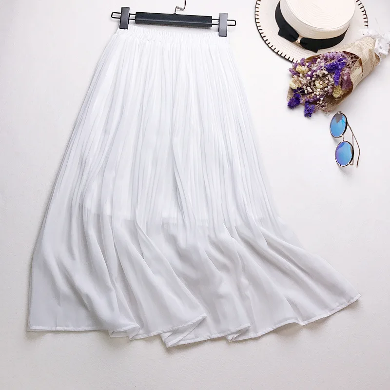 Bachash 2018 Spring Summer Vintage Skirts Womens Elastic High Waist Tulle Mesh Skirt Long Pleated Tutu Female Jupe Longue | Женская
