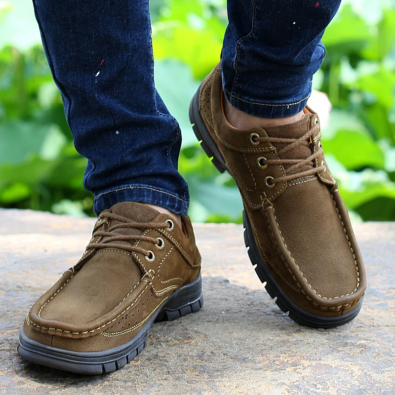 Натуральная кожа Мужчины Обувь 2017 Новые Ботинки Высокого качества Корова