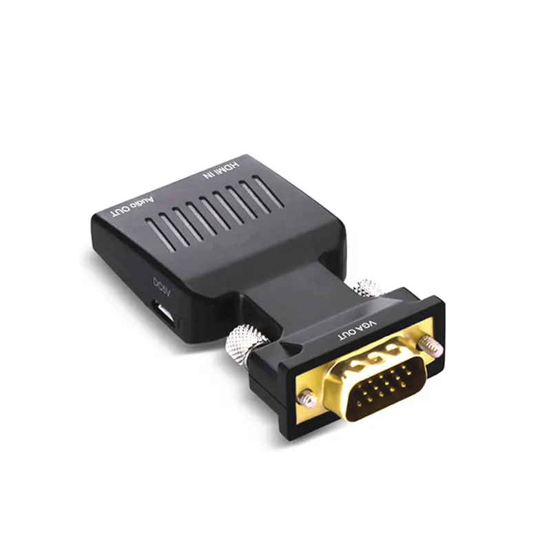 Black AHHROOU VGA к HDMI Кабельный адаптер-переходник с аудио кабелем 1080 P адаптер для ПК ноутбук к HDTV проектору - Цвет: Black