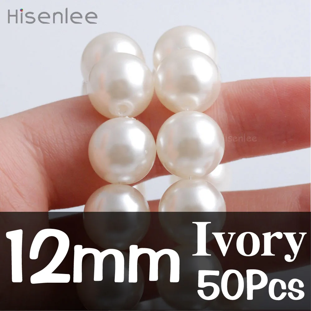 Ivory Pearl 4 мм~ 20 мм несколько размеров прямые отверстия слоновая кость/белый искусственный жемчуг круглые акриловые ювелирные аксессуары в виде бусин для изготовления ювелирных изделий - Цвет: Ivory Pearl