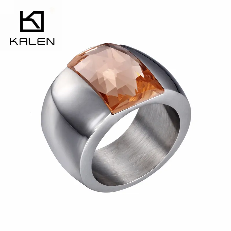 Модные золотые и цветные кольца Kalen из нержавеющей стали для женщин квадратные