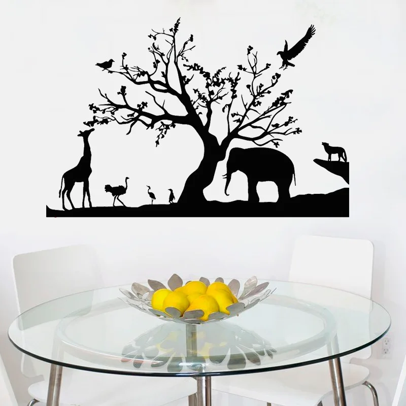 Новейшие лесные зоопарк джунгли дикие животные настенные наклейки черные из ПВХ