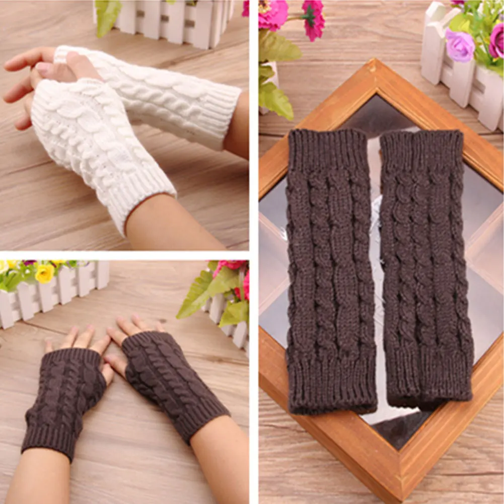 Women Gloves Stylish Hand Warmer Winter Gloves Women Crochet Knitting Mitten Warm Fingerless Gloves 7 Colors