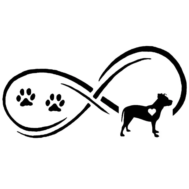 17.7*8.9CM Pitbull Dog Eternity Paw Print Car Stickers Cartoon Vinyl Decal Styling Bumper Accessories Black/Silver S1-0707 | Автомобили и
