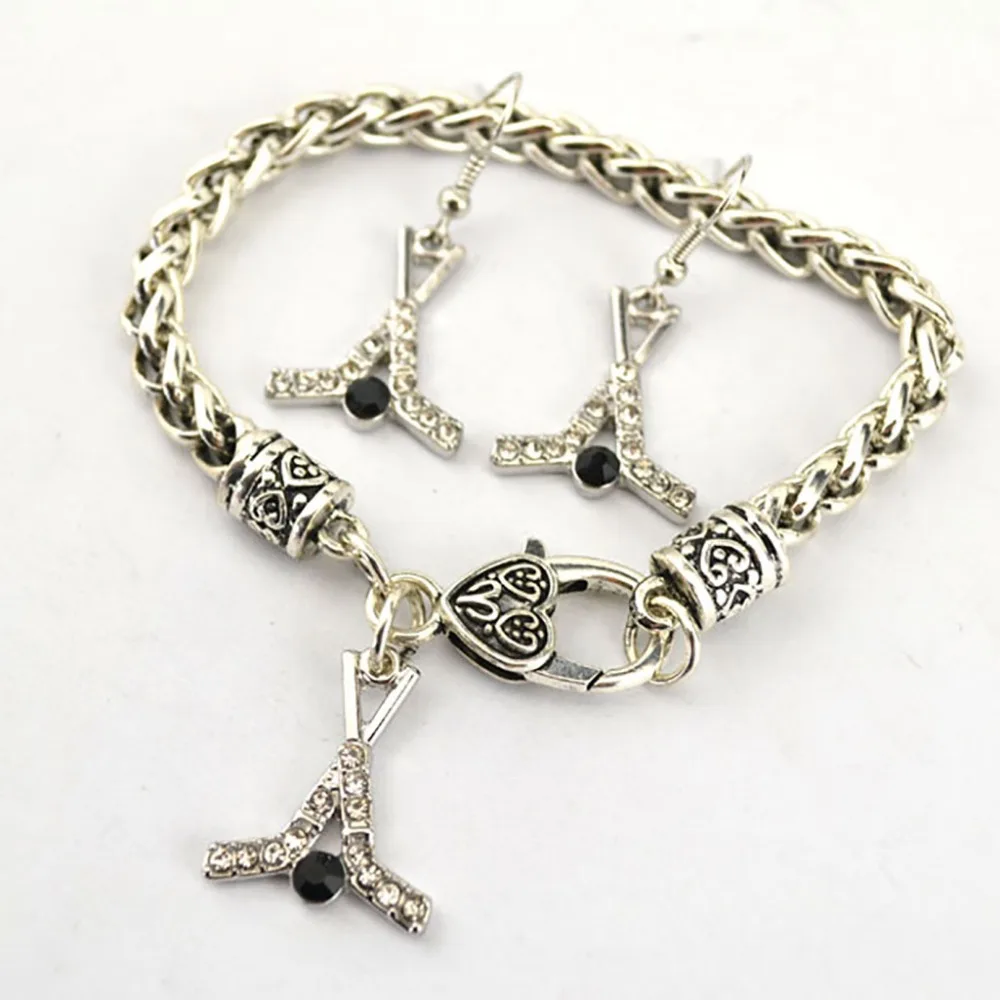 Браслет и серьги с подвеской для женщин украшения цепь цепочкой кристаллами в