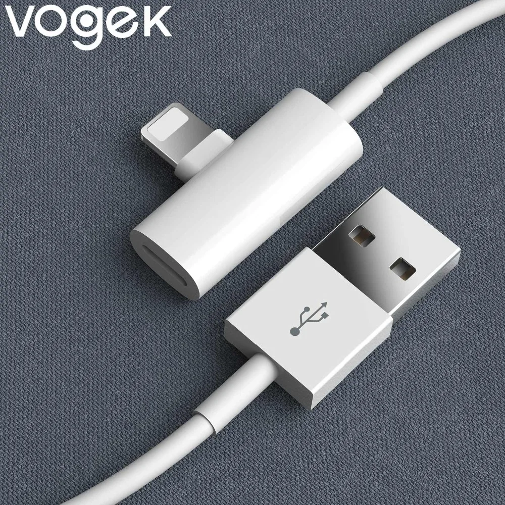 Vogek 2 в 1 освещения кабель Aux адаптер для iPhone 7/8/X наушники разветвитель Apple
