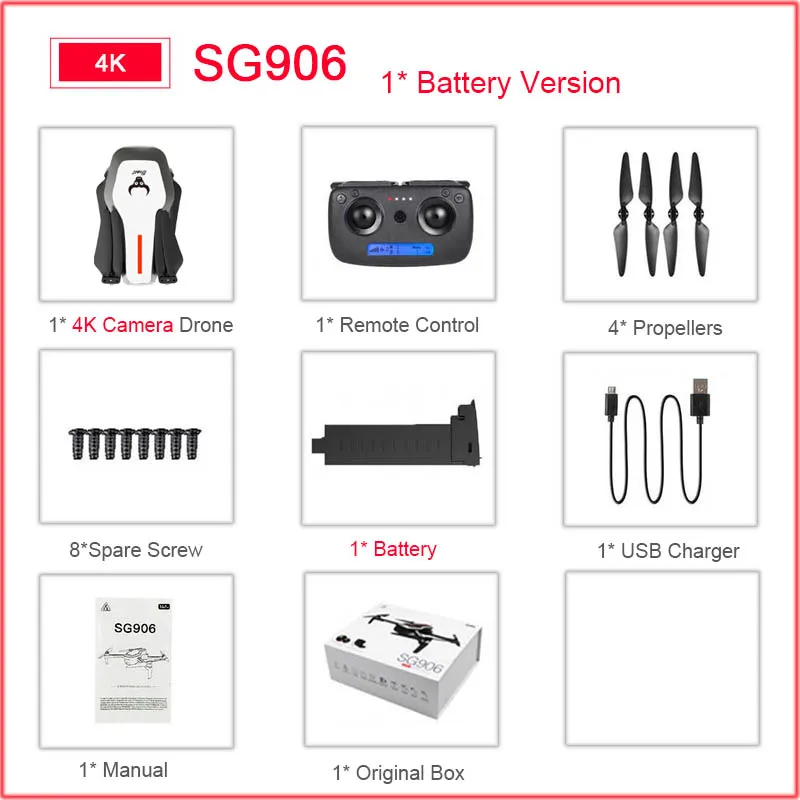 SG906 5G 1080P 4K HD WiFi камера Складная FPV игрушка, Дрон на дистанционном управлении RTF gps следить за мной/рука жестов стрельба 23 мин Время полета Вертолет - Цвет: White-4K-1B-BOX