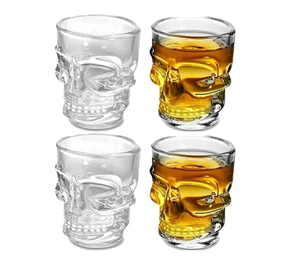 Set of 4 4 шт Череп лицо Тяжелая база виски рюмки, вечерние напитки Питьевая Посуда для бренди - Цвет: Set of 4