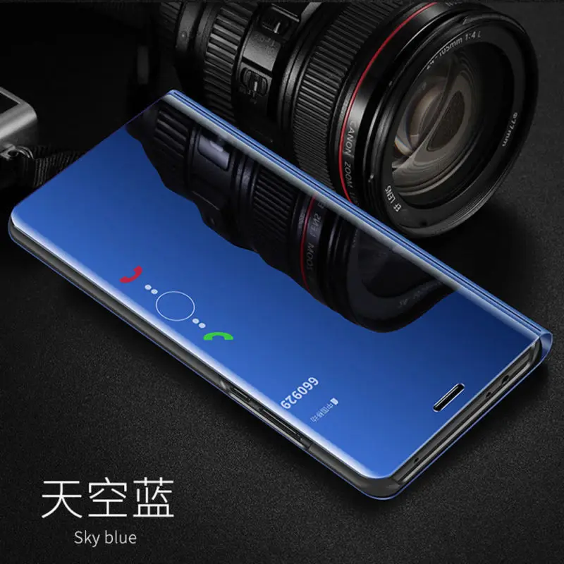 Умный зеркальный чехол для Huawei P20 Pro P10 P8 P9 Lite 2017 кожаный флип Y7 Prime 2018 Honor 9 P