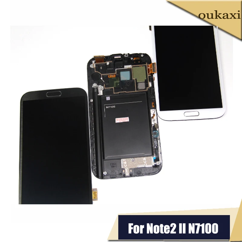 Класс AAA для Samsung Galaxy Note2 Note 2 N7105 N7100 LCDS Super AMOLED ЖК-экран дисплей с рамкой дигитайзер