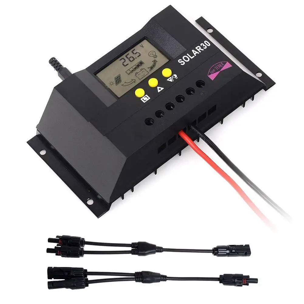 ЖК дисплей 30а ШИМ Солнечная панель регулятор заряда батареи Контроллер 12 В/24 В + 1