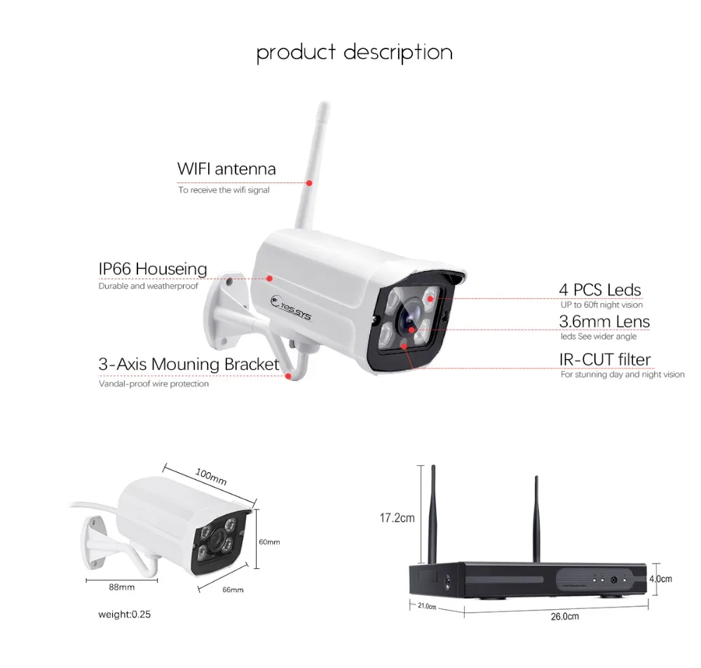Глаза. sys H.265 8CH 1080 P сеть NVR (8) FULL HD Беспроводной 2.0MP IP Камера WI-FI CCTV домашняя камера