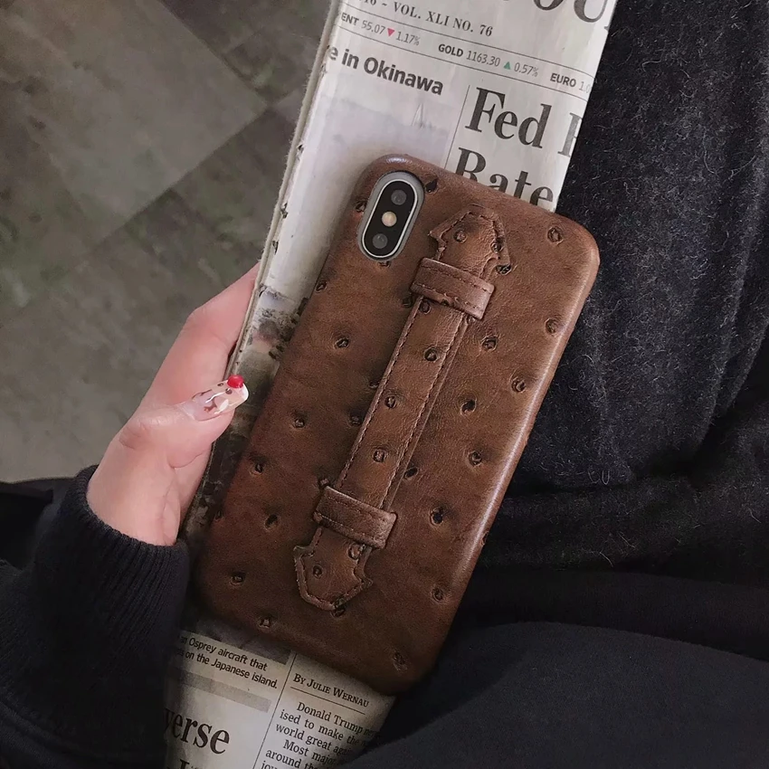 Страусиная Сетка Кожаный чехол для Iphone X Xs Max XR анти-падение жесткий iPhone 7 8 Plus 6 6s