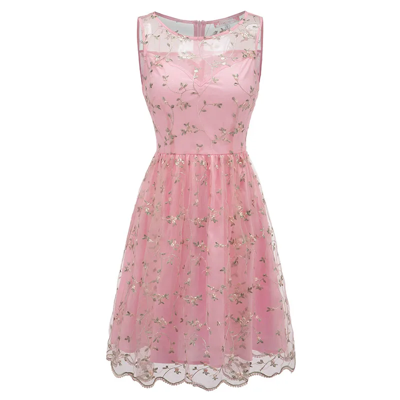 ZTVitality 2018 Vestidos Повседневное платье без рукавов с вышивкой и круглым вырезом