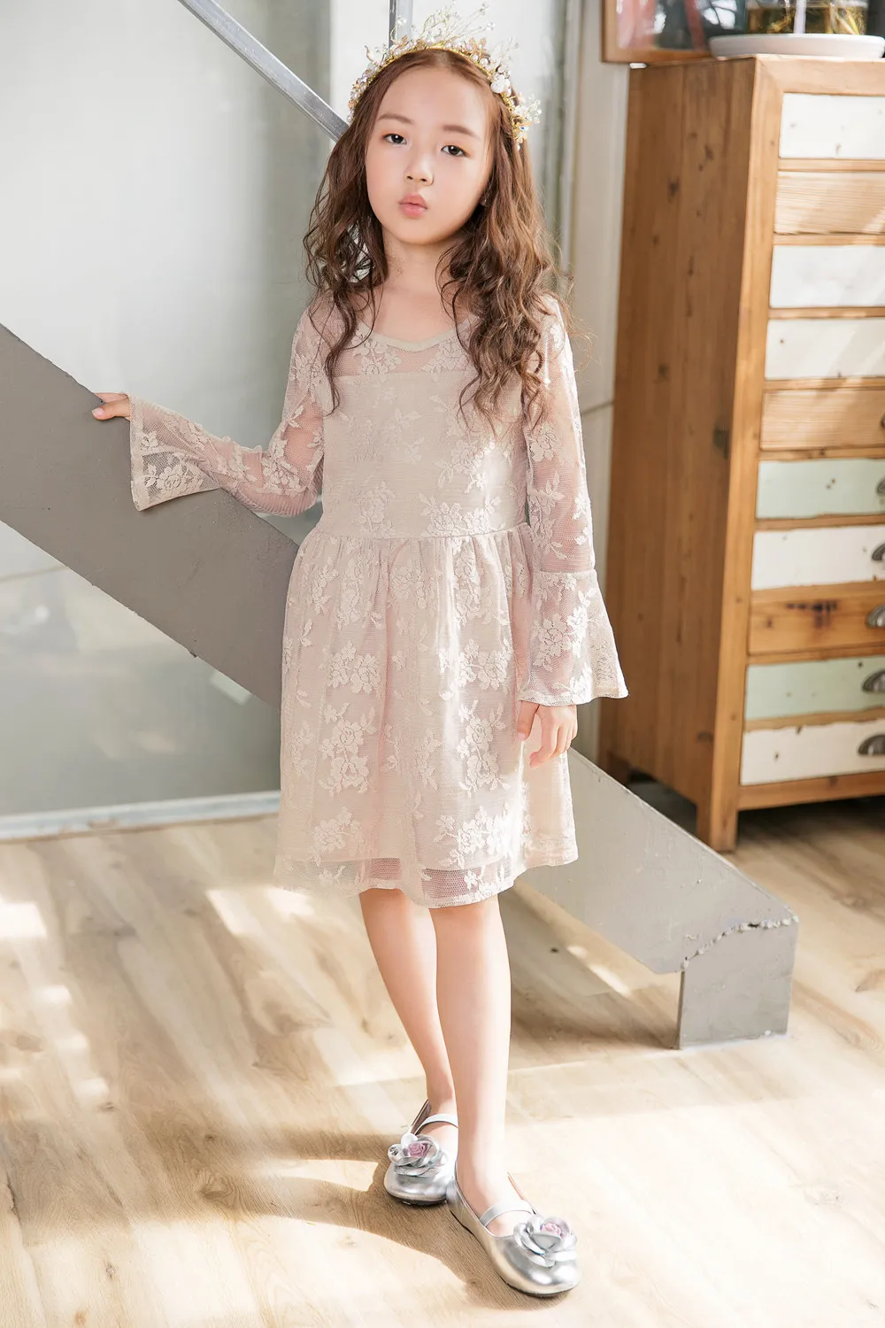 Kids Dresses For Girls 2020 New Korean Long-sleeved Dress Lace Flare Sleeve Princess Best Party Costumes 3 To 12 Years | Детская одежда
