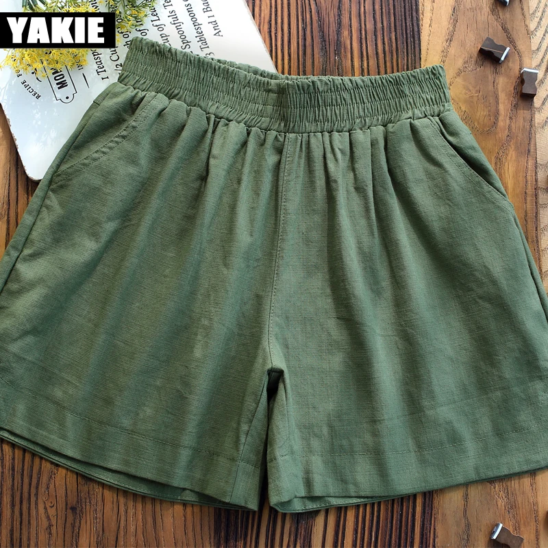 Женские шорты новинка 2017 летние высокая эластичная талия свободные льняные