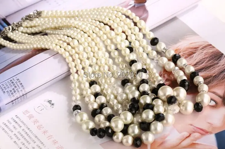 2019 топ-номинальный Тип модный набор шнека жемчужное ожерелье милый черный/белый