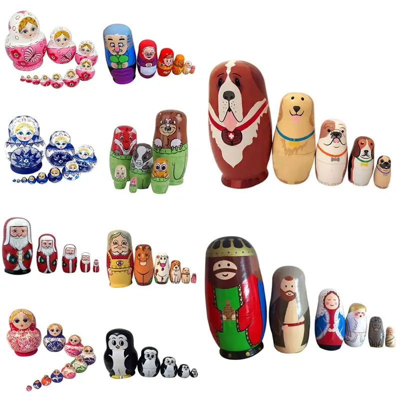 Новый стиль Детские игрушки матрешки деревянные набор русские куклы ручная