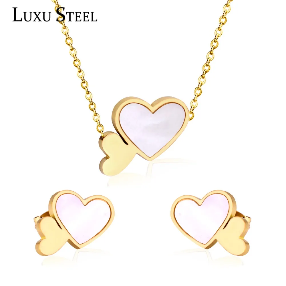 Комплект колье из нержавеющей стали LUXUSTEEL милый стиль подарок для влюбленных