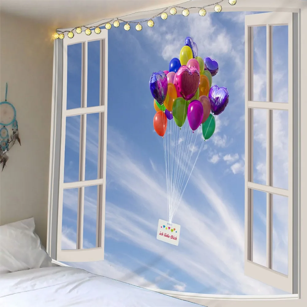 3D воздушные шары гобелены настенные подвесные пейзажи за пределами виндо