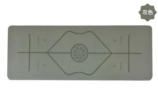 Новое поступление Высокое качество PU покрытие натуральный каучук с линией положения тела нескользящий Здоровый Коврик для йоги Esterilla Йога - Цвет: Gray