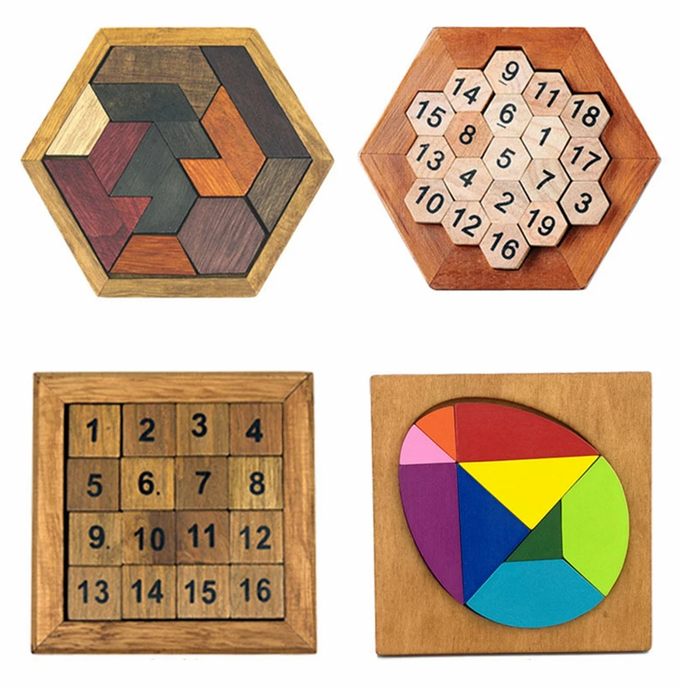 Детские деревянные игрушки-паззлы Tangram/доска из дерева геометрической формы Детские Обучающие Игрушки для раннего развития