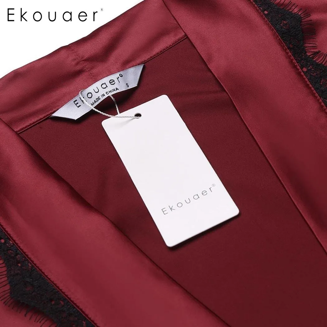 Ekouaer, женская ночная рубашка, халат, летнее кимоно, халат с коротким рукавом, атласные халаты, женский халат, домашняя одежда для сна, для подружки невесты