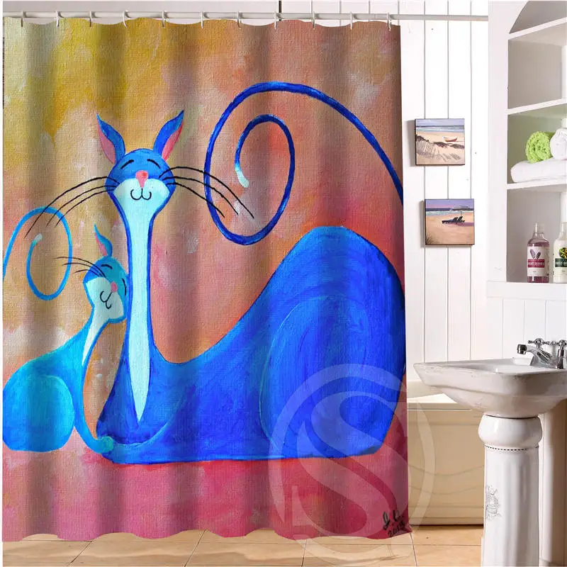 Мультяшная кошка индивидуальная занавеска для душа занавески ванной