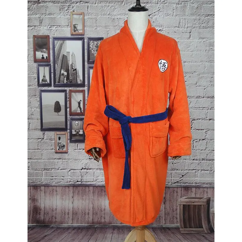 orange Аниме Dragon Ball тепловой фланелевый Халат зимний мужской банный халат-кимоно унисекс Гоку косплей костюмы халат - Цвет: orange