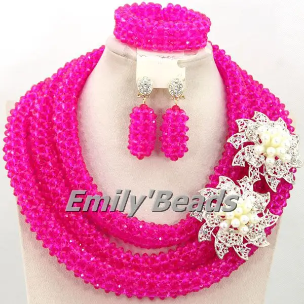 Набор ювелирных украшений с блестящими бусинами ручной работы из розового