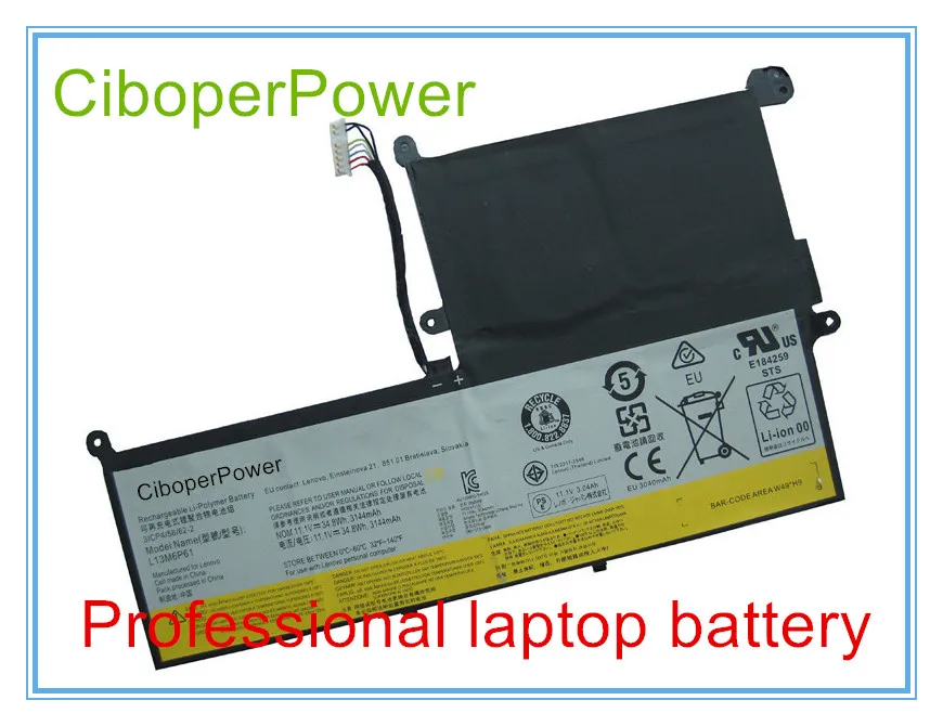 

Original 11.1V 3144mAh 34.8Wh L13M6P61 Battery For 3ICP4/58/62-2 L13M6P61 L13S6P61
