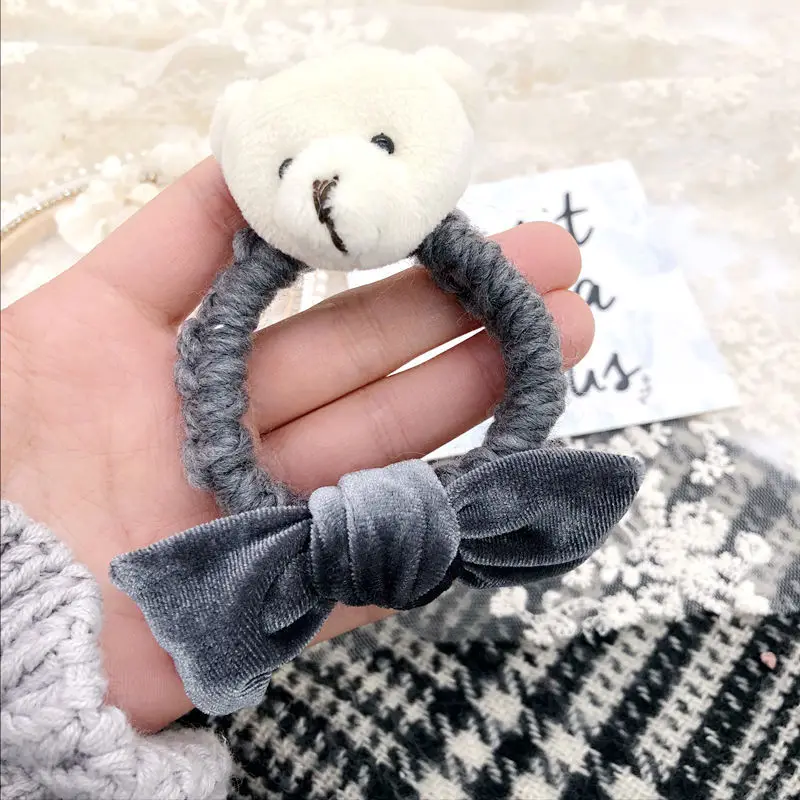 Корейский весенний цветок ткани медведи аксессуары для волос банты эластичная