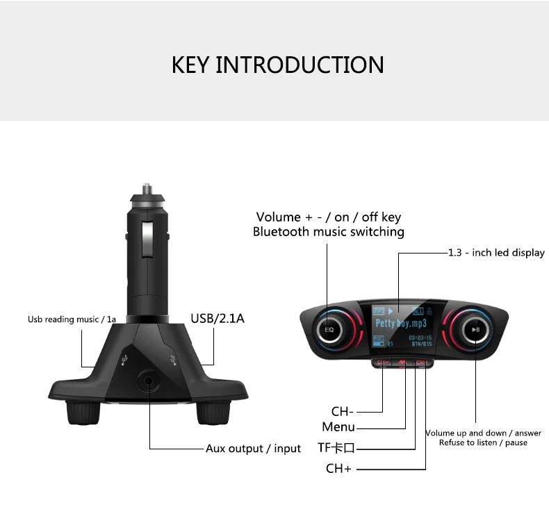 ANLUD fm-передатчик Aux модулятор Bluetooth Handsfree автомобильный комплект автомобильный аудио mp3-плеер с Умной зарядкой двойной USB Автомобильное зарядное устройство